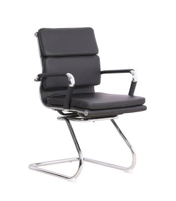 China Mid-back PU Leather Office Revolving Chair Fixed Frame Executive Visitor Chair For Adult for sale