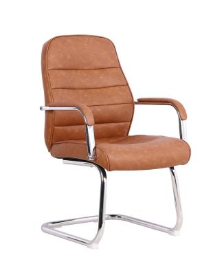 China Wholesale Meeting Hall Stacking Modern PU Office Chair Brown Leather Executive Office Rotating Chair for sale