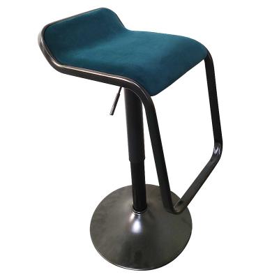 China 385mm Black Paint Base High Bar Chairs For Counter Swivel Metal Velvet Modern Nordic Bar Stool For Kitchen for sale