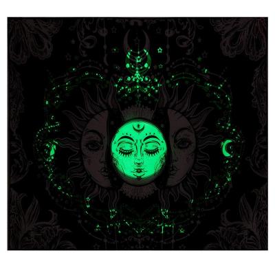 China Contemporary Glow in the Dark Psychedelic Camper Van Decoration Sun and Moon Tapestry Black and White Tapestry Goddess Tapestry Room for sale