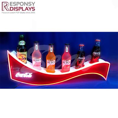 China 300*300*400 mm Popular Wholesale Bottles LED Illuminated Counter Acrylic Beer Display Shelf for sale