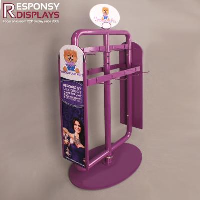 China Colorful Metal Collar And Leash Pet Supplies Display Stands For Shopping Mall for sale