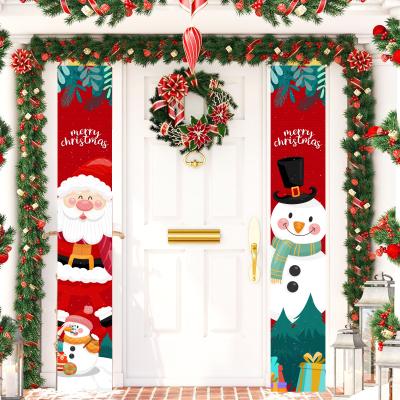 China 2021 Wall Hanging Christmas Flag Banner For Front Door Outdoor Christmas Xmas Party Decorations for sale