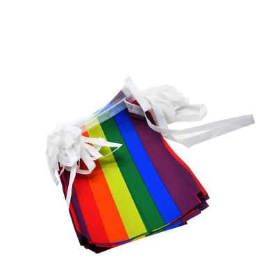 China Wholesale Colorful Rainbow Polyester Gay Pride Hanging Bunting Flag for sale