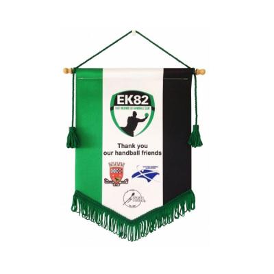 China PENNANT NO MOQ Logo Double Side Sublimation Printing Satin Mini Football Team Soccer Pennants Custom Fabric for sale