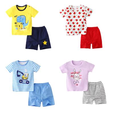 China Summer Breathable 100% Cotton Kids Boys Clothes T-shirts Shorts 2pcs 2pcs Babies Boy Suit Child for sale