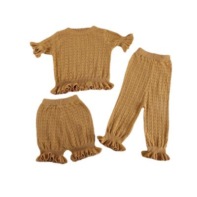 China Factory 100 Custom Cotton Anti-Wrinkle Sleeve Babies Soft Sweater Baby Two-Piece Clothing Sets 1-7 Years Kids Knit Wear for sale