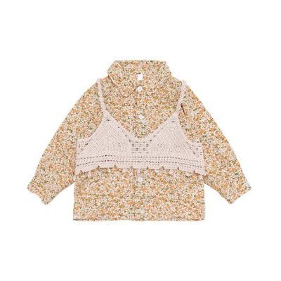 China 2021 Autumn New Fashion casual babies' design suit 2-10 years old children's two-piece sets floral shirt tops for sale