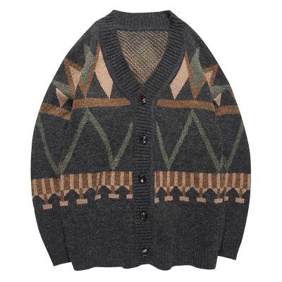 China Anti-wrinkle fashion custom knit autumn cardigan sweater vintage coat men sleeve long cotton knit wear sweater for sale