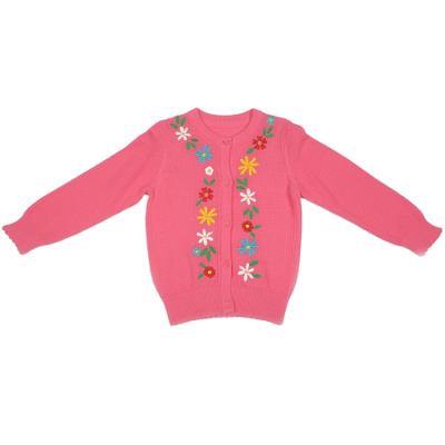 China 2021 hot sale beautiful flower anti-shrink knitted girls sweaters cardigans for sale