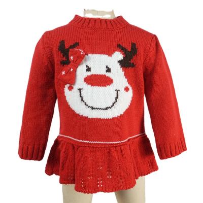 China Hot Sale Manufacturer Custom Cute Long Sleeve Washable Babies Knitted Autumn Sweater Dress for sale