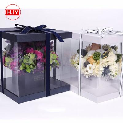 China Recycled Transparent Clear Materials Custom Window PVC Plastic Flower Box With Cardboard Lids for sale