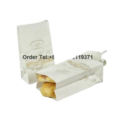 China Custom Recyclable Oil Proof Packaging Paper Bag Square Bottom Food Packaging Bag Breakfast Bread Bag for sale