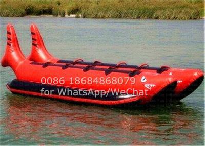 China Double Seats Red Shark PVC Inflatable Boat , Inflatable Banana Boat 10 Man Ride for sale