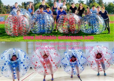 China Color Dots 1.0mm PVC Professional Clear Blow Up Bubble Ball , Bumper Balls Inflatable for sale