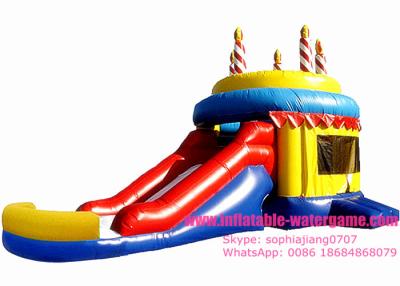 China Customized Celebration Inflatable Bouncy Castle Happy Birthday Cake Design for sale