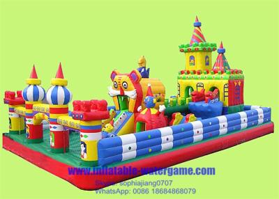 China Custom 18oz PVC Inflatable Fun City , Childrens Bouncy Castle With Slide for sale