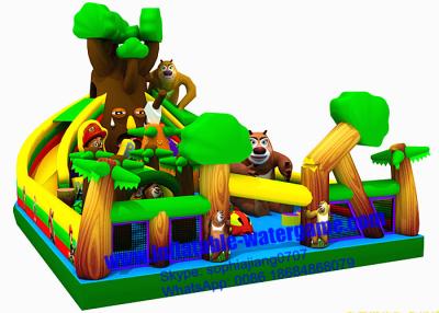 China Large Jungle Inflatable Fun City Outdoor / Indoor Playground With Bouncy Castle for sale