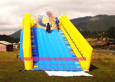 China Yellow Race Ramp Inflatable Ball Rolling Down Hill With CE Blower / Pump for sale