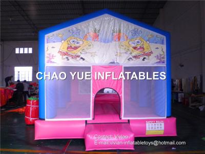 Chine château plein d'entrain gonflable de bâche de PVC de 0.55mm avec le modèle de Spongebob pour des enfants à vendre