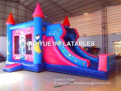 China Princess Combo Slide Inflatable Bouncy Castle With Hand Printing And Silking Printing Logo for sale