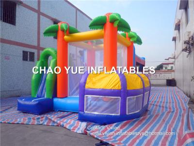 China Tropical Inflatable Bouncy Castle With Slide Pool , Inflatable Jump House For Amusement Park for sale