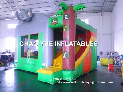 China Elephant Inflatable Jumper Obstacle Course Combo Slide For Residential for sale