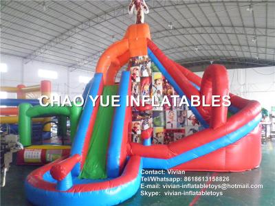 China Aangepaste Reuze Opblaasbare het Waterdia van pvc met Pool, Opblaasbare Waterdia met Bouncy-Kasteel Te koop