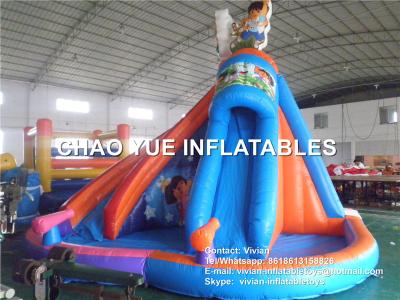 China Funny Inflatable Water Slide with Pool, Customized Water Gun for Inflatable Water Slide for sale