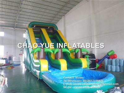 China Tropical Inflatable Slide Customized Inflatable Water Slide With Mini Water Pool for sale