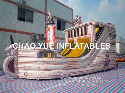 China Inflatable Pirate Ship Slide Inflatable Sports Games With Sewing / Stitching for sale