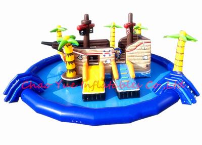 China 15m PVC Pirate Ship Theme Inflatable Water Park Kids Blow Up Water Park With Pool for sale