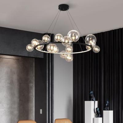 China Contemporary LED Chandelier Hall Parlor Lighting Fixtures Pendant Lights Clear Bubble Glass Bedroom Hanglamp Attach G9 Adjustable Loft Deco for sale