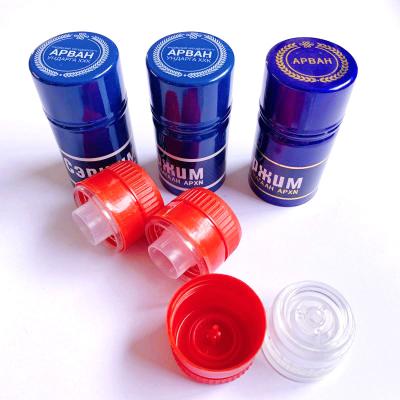 China Non Spill Aluminum Plastic Cap With Plastic Inserts For Vodka Whiskey Bottle Screw Caps for sale