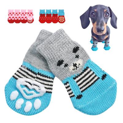 China Durable With Rubber Reinforcement Wholesale Pet Anti-Slip Knit Dog Dog Socks Cat Socks for sale