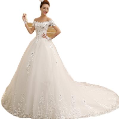 China 2021 Breathable Bridal Gowns Wedding Dress Luxury White Women Tulle Lace Bridal Classic Wedding Gowns for sale