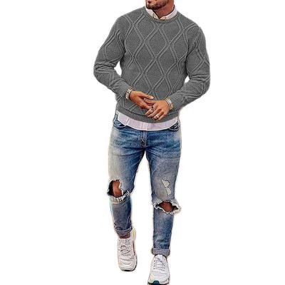 China Anti-pilling Hot Sell Autumn Round Neck Pullover Knitting Pattern Jacquard Men Sweater for sale