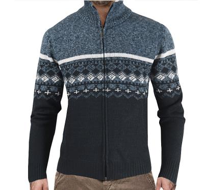 China Anti Shrink Wool Mens Jacquard Knitted Cardigan Sweater With Pockets For Guys for sale