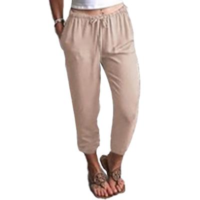 China Anti-wrinkle summer cotton canvas pants women plus size women pants casual pants women large size nine feet pants for sale