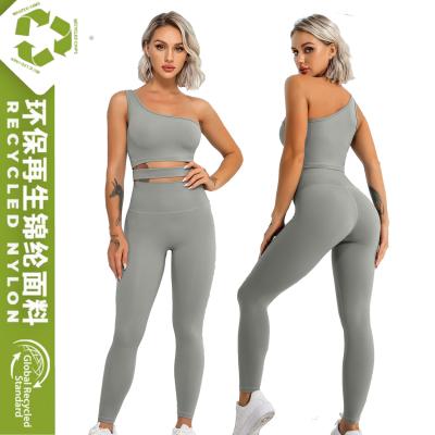 China Breathable Logo 4-Way Stretch Customized Gym Sports Bra Leggings Youth Sport Wear Recycled Polyester Activewear for sale