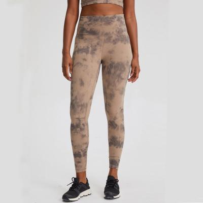 China Breathable Soft Fabric OEM Butt Ladies Crac! crack! Tie Dye Yoga Pants Winter Gaiters Slim High Tight Elastic Fitness Pants for sale