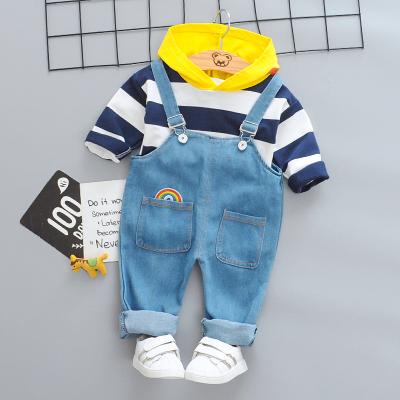 China Casual Plaid Long Sleeve T-Shirt Strap Pants Set Two Piece Set for Boys and Girls Spring and Fall for sale