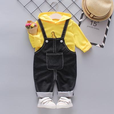 China Dinosaur Design T-shirt Anti-Shrink Suspender Pants Two-Piece Set Baby Spring And Autumn Sportswear Cheap Children's Clothes Which for sale