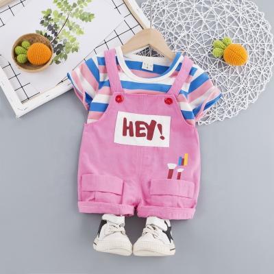 China Lovely design casual soft boutique two-piece clothing 2020 new fashionable good quality ruffles and spring letter printing kids girls for sale