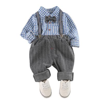 China Anti-wrinkle two-piece bow tie strap kids wear boys and girls spring and autumn sportswear wholesale price made in China for sale