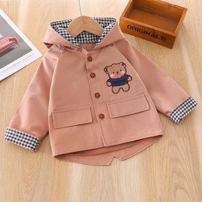 China Sustainable Bear Decoration Hooded Coat Anorak Girl Clothing Spring And Autumn Style for sale