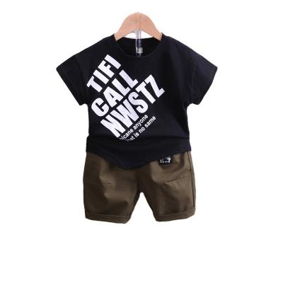 China Casual children's set letter short sleeve T-shirt shorts two-piece set of cheap wholesale boys and girls summer clothing for sale