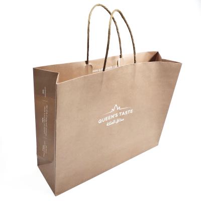 China Recyclable Recyclable Kraft Paper Bag With Your Own Logo , Custom Shopping Paper Bag For Food With Handle for sale