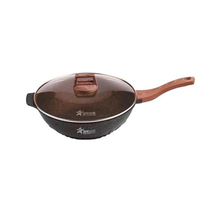 China Sustainable Traditional Frying Wok Non Stick Cookware Aluminum Wok Pan Shallow Wok for sale