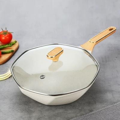 China Modern Die Cast Aluminum Non Stick Frying Pan With Lid , Glass Lid Stick Non Cooking Wok for sale